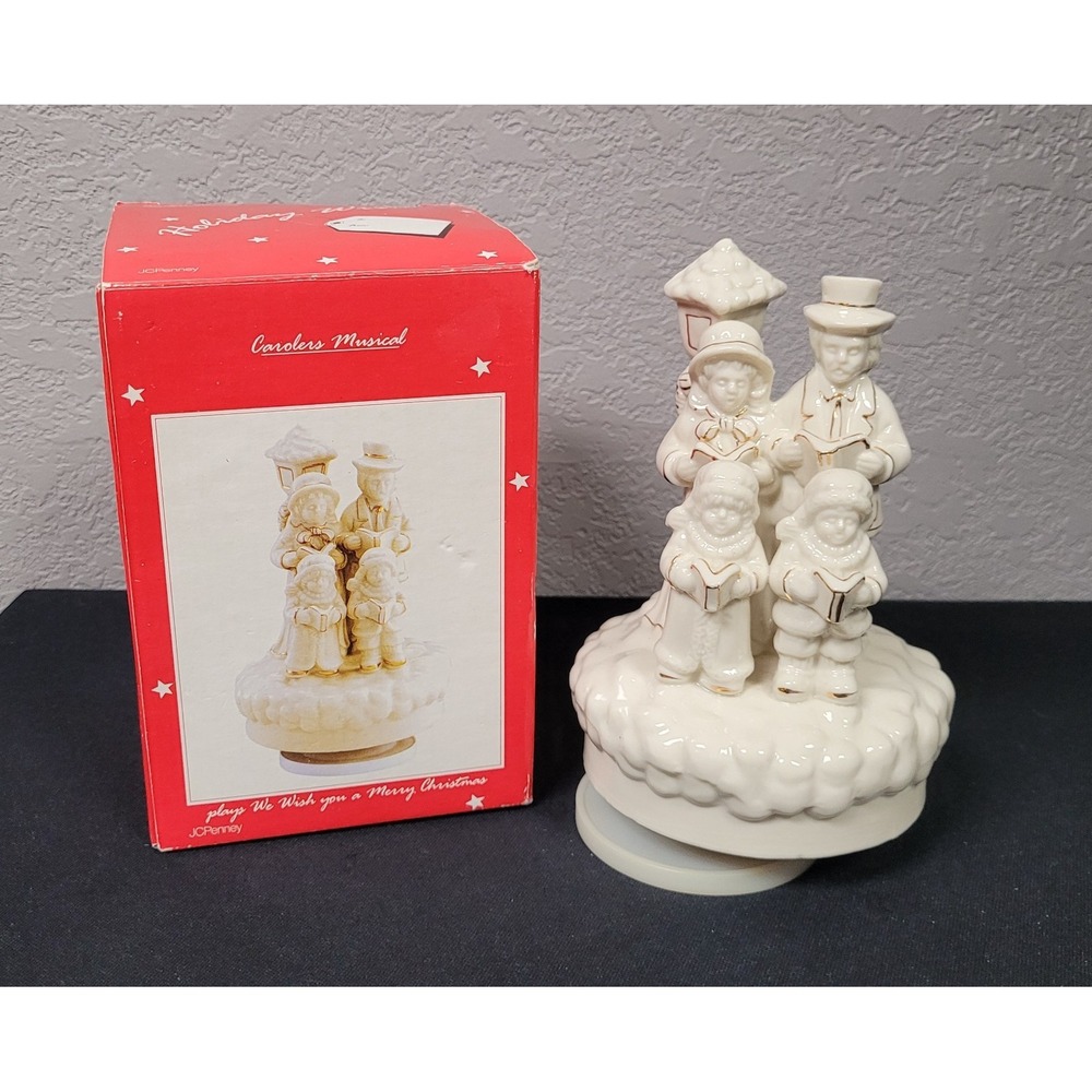 Vintage 1990s JCPenney Wishes "Carolers Musical" Rotating Musical Figurine